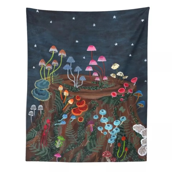 2 Cloth Tapestries Flower goddess & mushrooms bohemian retro boho tapestry decor - Picture 3 of 3